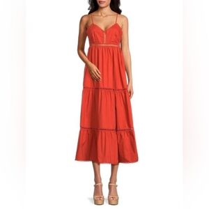 NWT Estelina Stellah Lace Trim Midi Dress Spice Sz S
